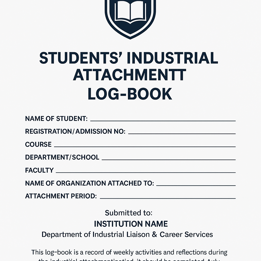 STUDENTSā INDUSTRIAL ATTACHMENT  LOG-BOOK STUDENTSā INDUSTRIAL ATTACHMENT  LOG-BOOK